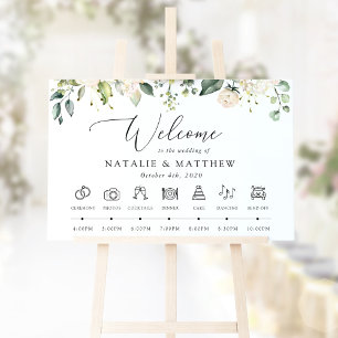 White Flowers, Cream Flowers, Wedding Timeline Poster