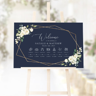 White Flowers, Cream Flowers, Wedding Timeline Poster