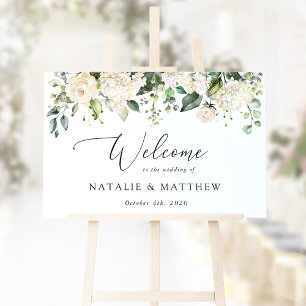 White Flowers, Cream Flowers, Wedding Welcome  Poster