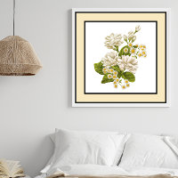White Flowers Daisies Black Lines Yellow Border