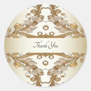 White Flowers Decorative Gold Seal Sticker