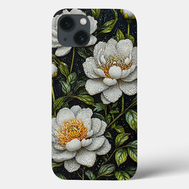 White flowers Elegant Floral Aesthetic Case-Mate iPhone Case (Back)