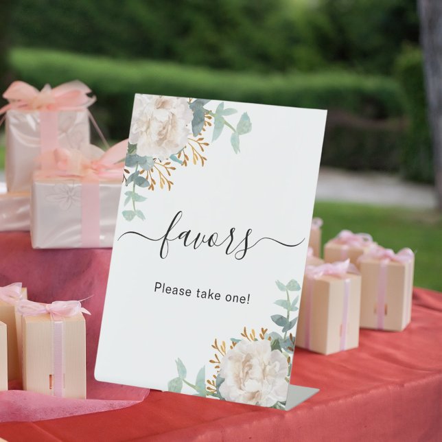 White flowers eucalyptuss favour pedestal sign (Creator Uploaded)