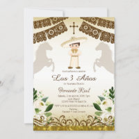 White Flowers Fiesta Invitaciones Tres Anos