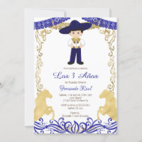 White Flowers Fiesta Invitaciones Tres Anos  