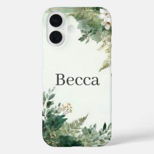 White Flowers & Foliage iPhone 16 Case