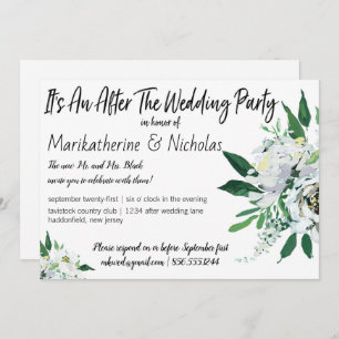 White Flowers For All Seasons After Wedding Party Invitation