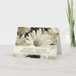 White Flowers Goddaughter Happy Easter Holiday Card