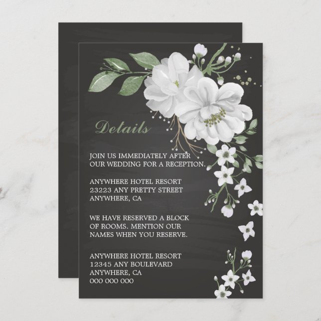 white flowers greenery black details enclosure car (Front/Back)