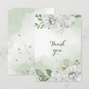 white flowers greenery  thank you card