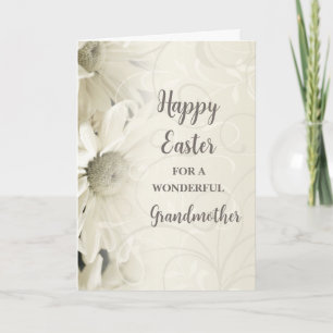White Flowers Happy Easter Grandmother Holiday Card