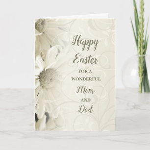 White Flowers Happy Easter Mum and Dad Holiday Card