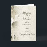 White Flowers Happy Easter Son Daughter in Law Holiday Card<br><div class="desc">Happy Easter for your son and daughter in law greeting card with white garden flowers.</div>