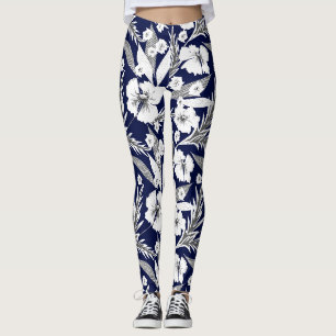 White flowers leggings