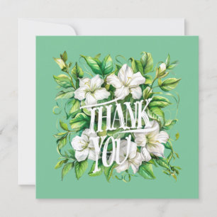 White flowers lilies Thank You Card