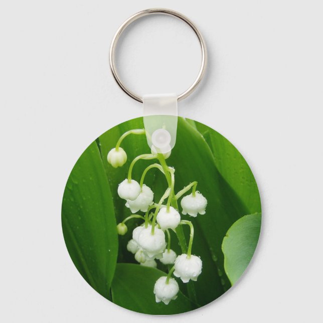 White Flowers Lily-of-the-Valley Keychain (Front)