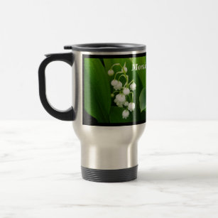 White Flowers Lily of the Valley Travel Mug