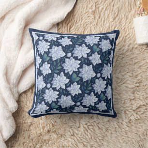 White flowers on a dark background. cushion