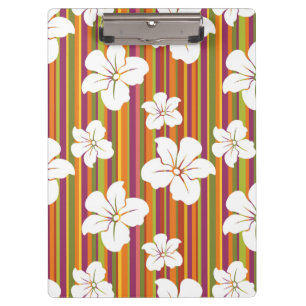 White flowers on a striped background clipboard