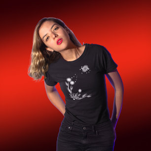 White Flowers on Black t-shirt