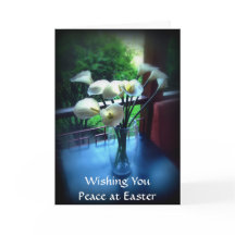 White Flowers on Blue Table with Your Message