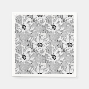 White flowers on light grey. napkin