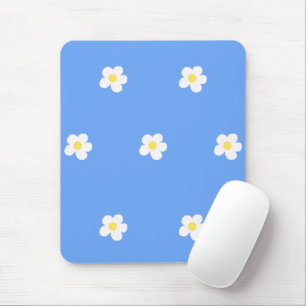 White Flowers on Lilac Background  Mouse Pad