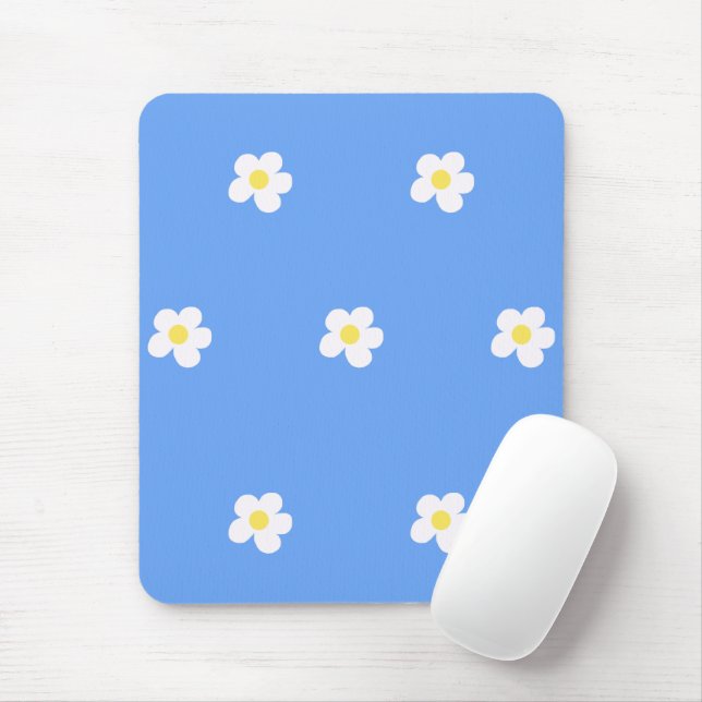 White Flowers on Lilac Background  Mouse Pad (With Mouse)
