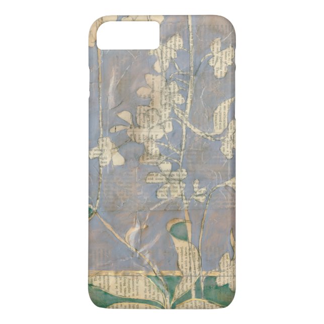 White Flowers on Newsprint Background Case-Mate iPhone Case (Back)