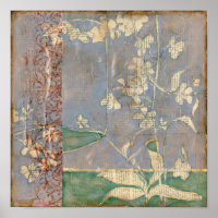 White Flowers on Newsprint Background