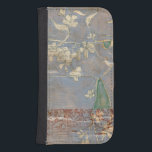 White Flowers on Newsprint Background Samsung S4 Wallet Case<br><div class="desc">The newsprint background and deeply coloured background almost hide the white flowers that are the focus of this painting by Jennifer Goldberger. A very unique and engaging print,  it could make a nice gift for someone who loves avant-garde art!</div>