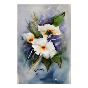 White flowers poster