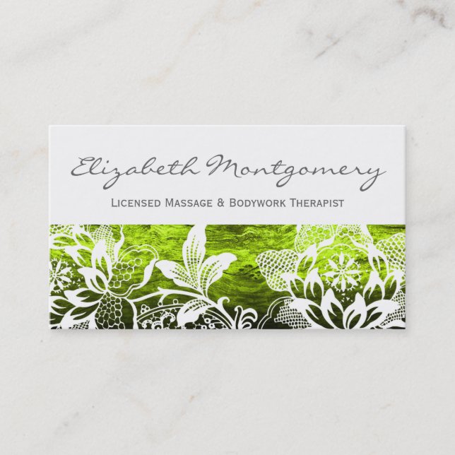 White Flowers Professional Massage Business Card (Front)