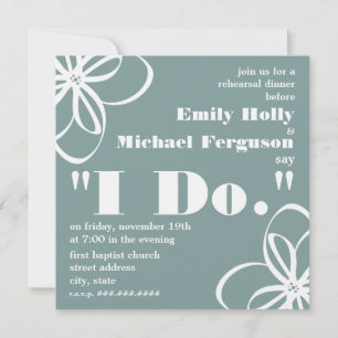 White Flowers Rehearsal Dinner Invitation