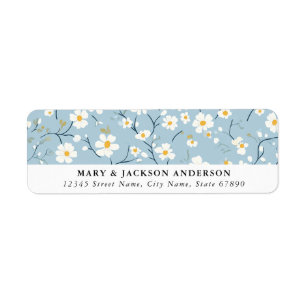 White Flowers Return Address Labels