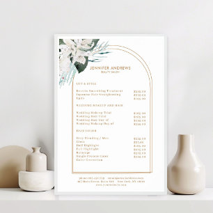 White Flowers Salon Price List Poster