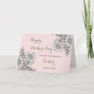 White Flowers Sister Happy Mother's Day Card