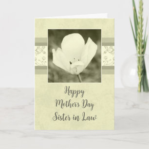 White Flowers Sister in Law Happy Mother's Day Card