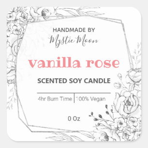 White Flowers Soy Candle Label