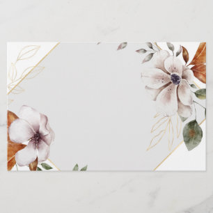 White Flowers Stationery, Elegant Floral Writing Stationery