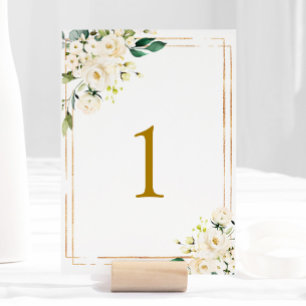 White Flowers Table 1 Wedding Table Number