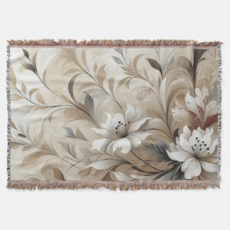 White Flowers Throw Blanket