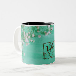 White Flowers Twin Mum  Two-Tone Coffee Mug