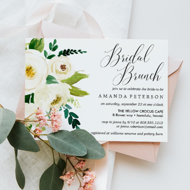 White Flowers | Typography wedding Bridal Brunch Invitation (Creator Uploaded)