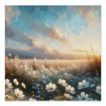 White Flowers Under a Beautiful Sky