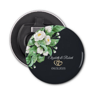 White Flowers Wedding Bottle Opener