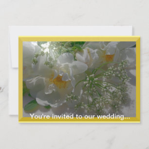 White Flowers Wedding Invitation
