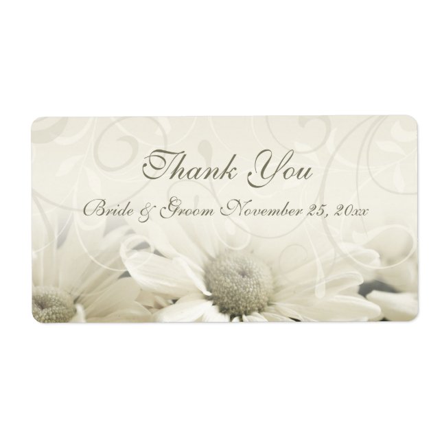 White Flowers Wedding Labels (Front)