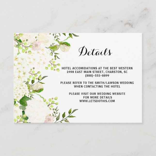 White flowers Wedding Retails, directions insert (Front)