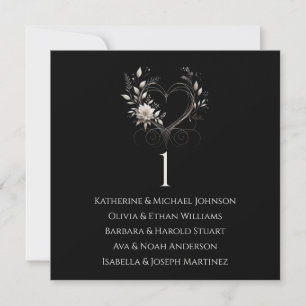 White Flowers with a Heart Wedding Seating Chart Invitation